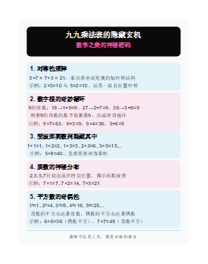九九乘法表规律