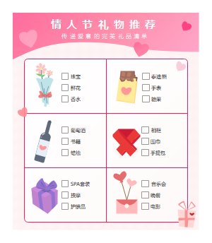 情人节礼物推荐表格清单
