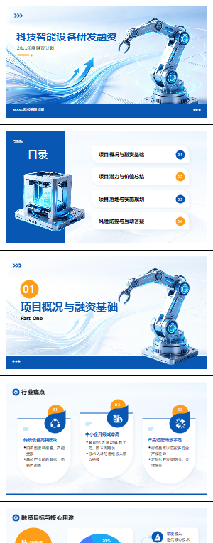 科技智能设备融资PPT模板