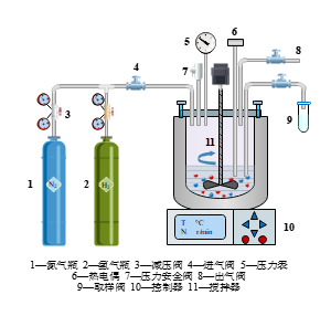 高压搅拌釜-气相色谱仪定量分析的反应装置示意图