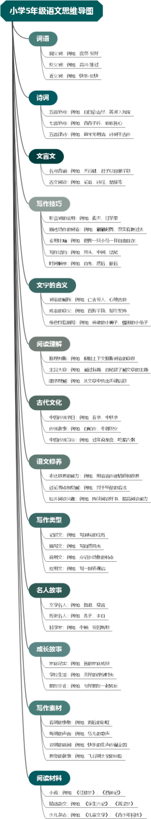 小学5年级语文思维导图