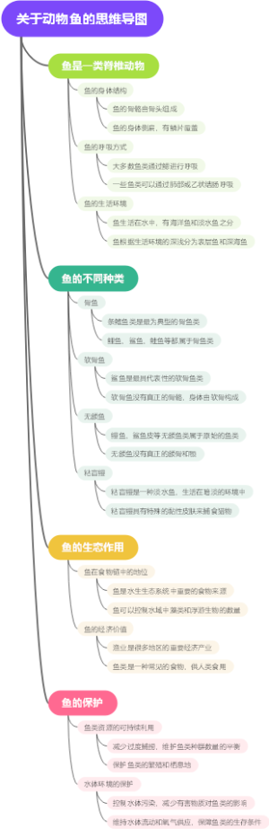关于动物鱼的思维导图
