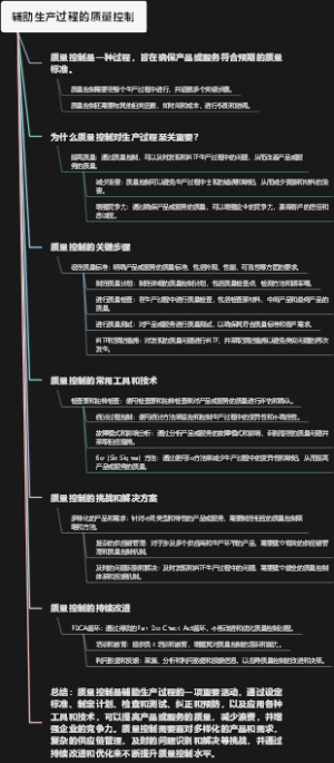 辅助生产过程的质量控制