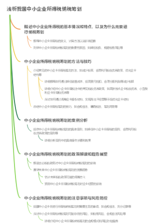 浅析我国中小企业所得税纳税筹划
