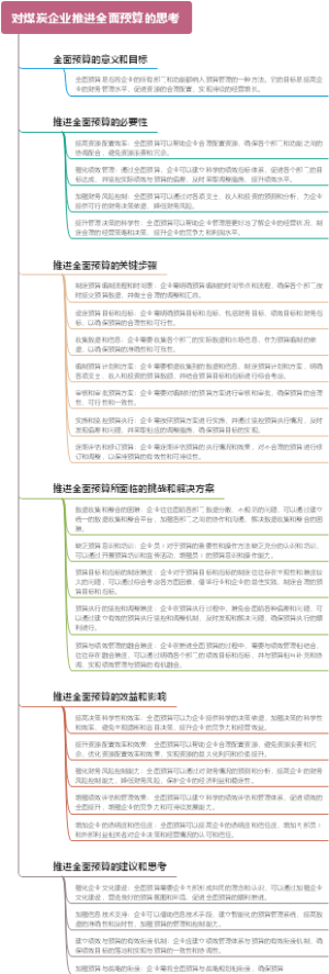 对煤炭企业推进全面预算的思考