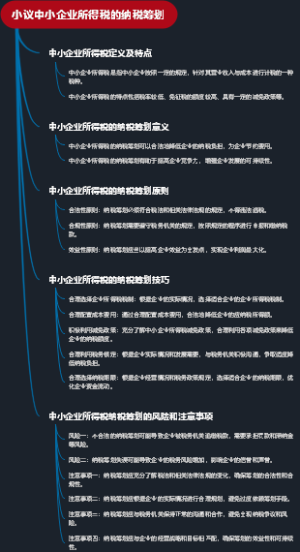 小议中小企业所得税的纳税筹划