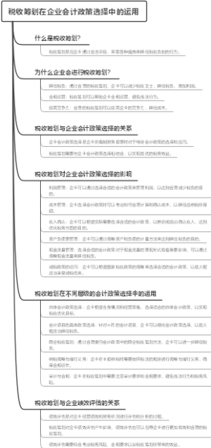 税收筹划在企业会计政策选择中的运用