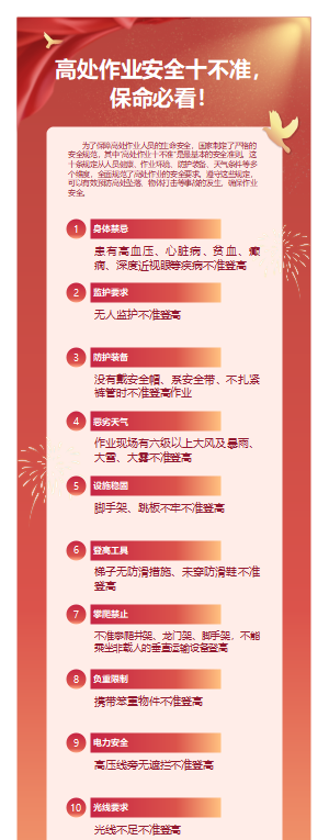 高处作业十不准信息图