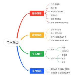 个人简历思维导图