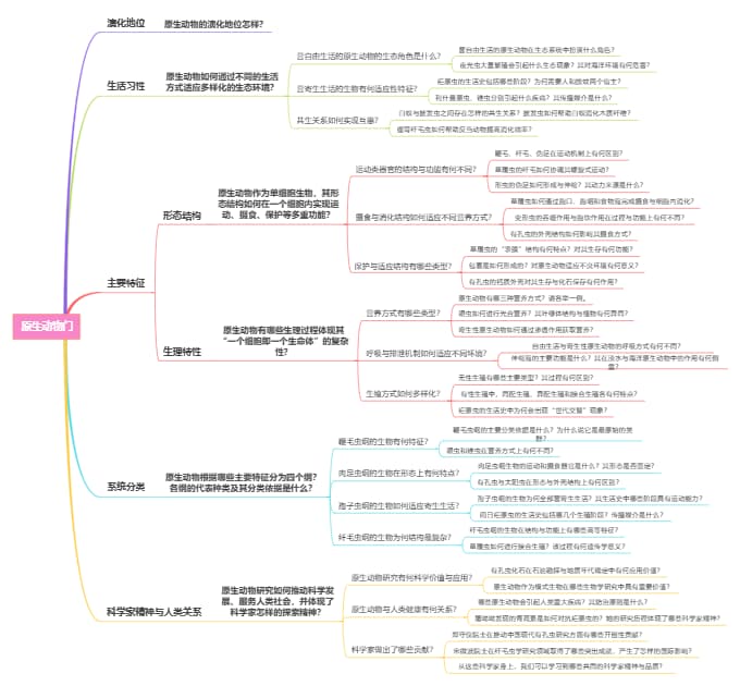 原生动物门问题思维导图