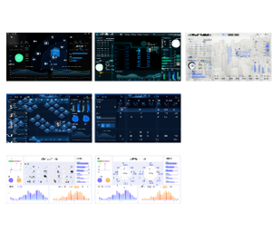 客服坐席监控数据大屏模板  深色科技风呼叫中心可视化素材
